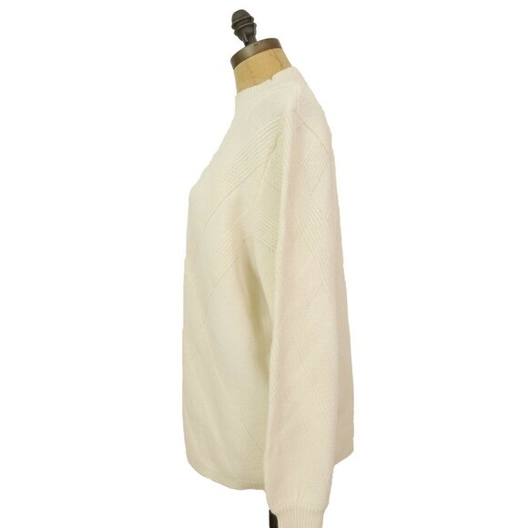 Joseph A Sweater Top XL Mock Neck Balloon Sleeve Rib Trim Ecru Ivory NWT B4 - Picture 6 of 6